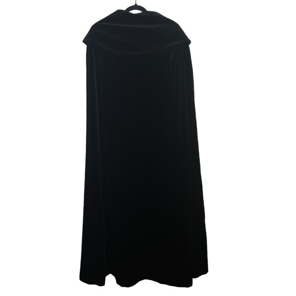 Laura Ashley Black Vintage Velvet Cloak Cape Small - Picture 2 of 15